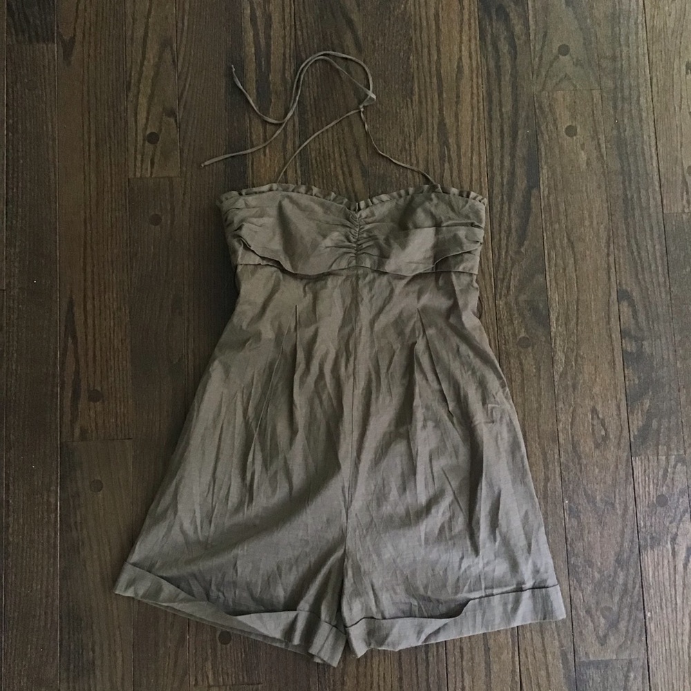 Alice & Olivia Khaki Olive Sleeveless Romper